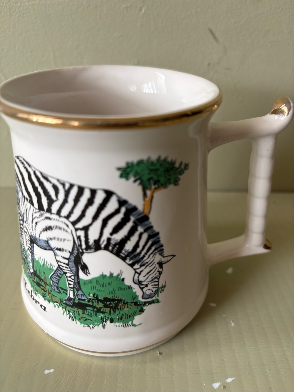 Prince William White Zebra Print Ceramic Mug 22 Kt gold Trim